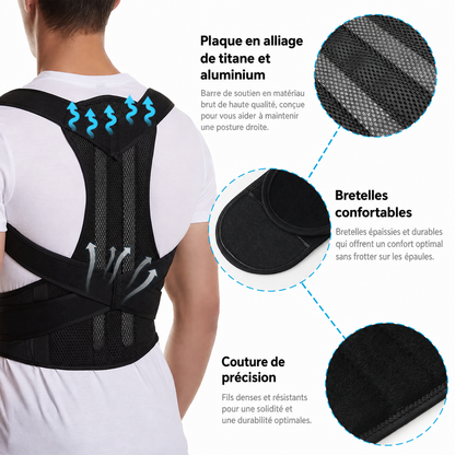Correcteur de posture RECTIVA avec détails des sangles ajustables