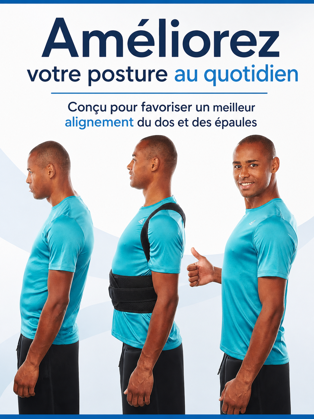 Comparaison de posture avec le correcteur RECTIVA porté de profil